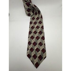 Vintage Zylos by George Machado Silk‎ Tie - Geometric Plaid Pattern